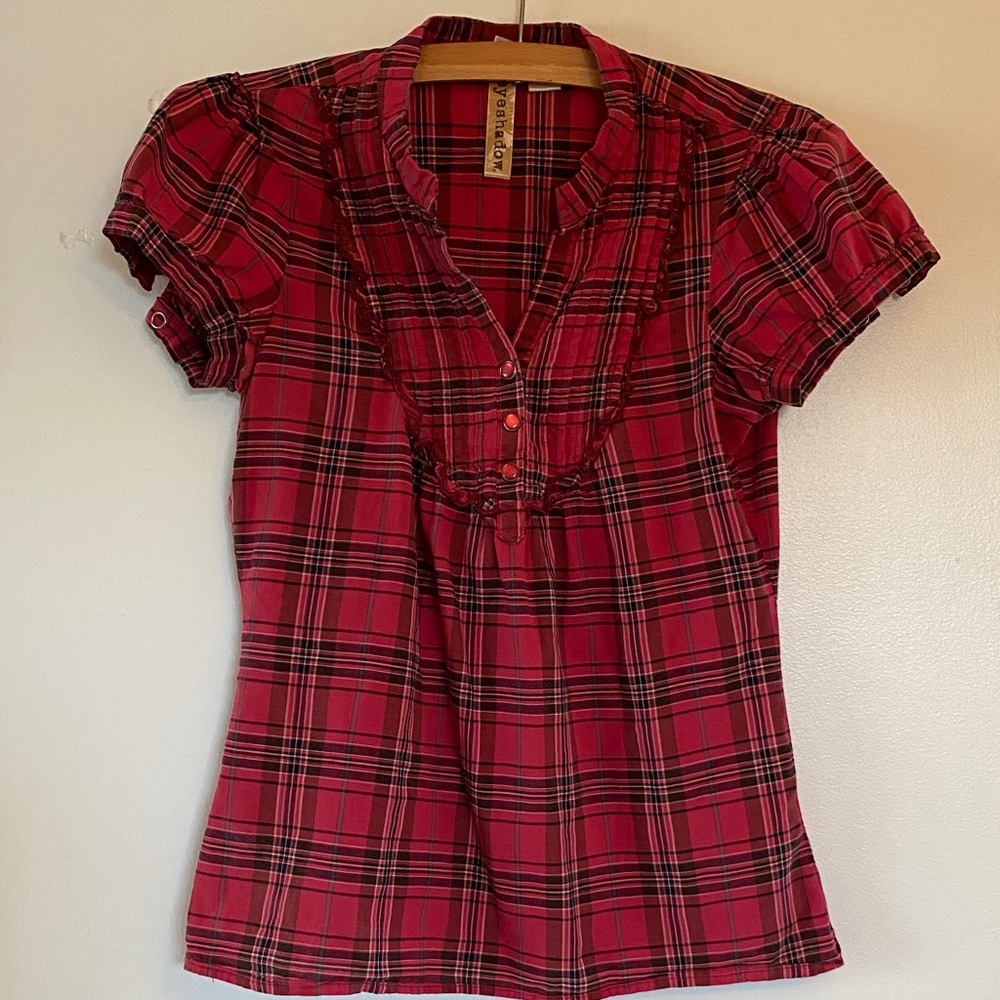 Eyeshadow Red and Black Plaid Blouse